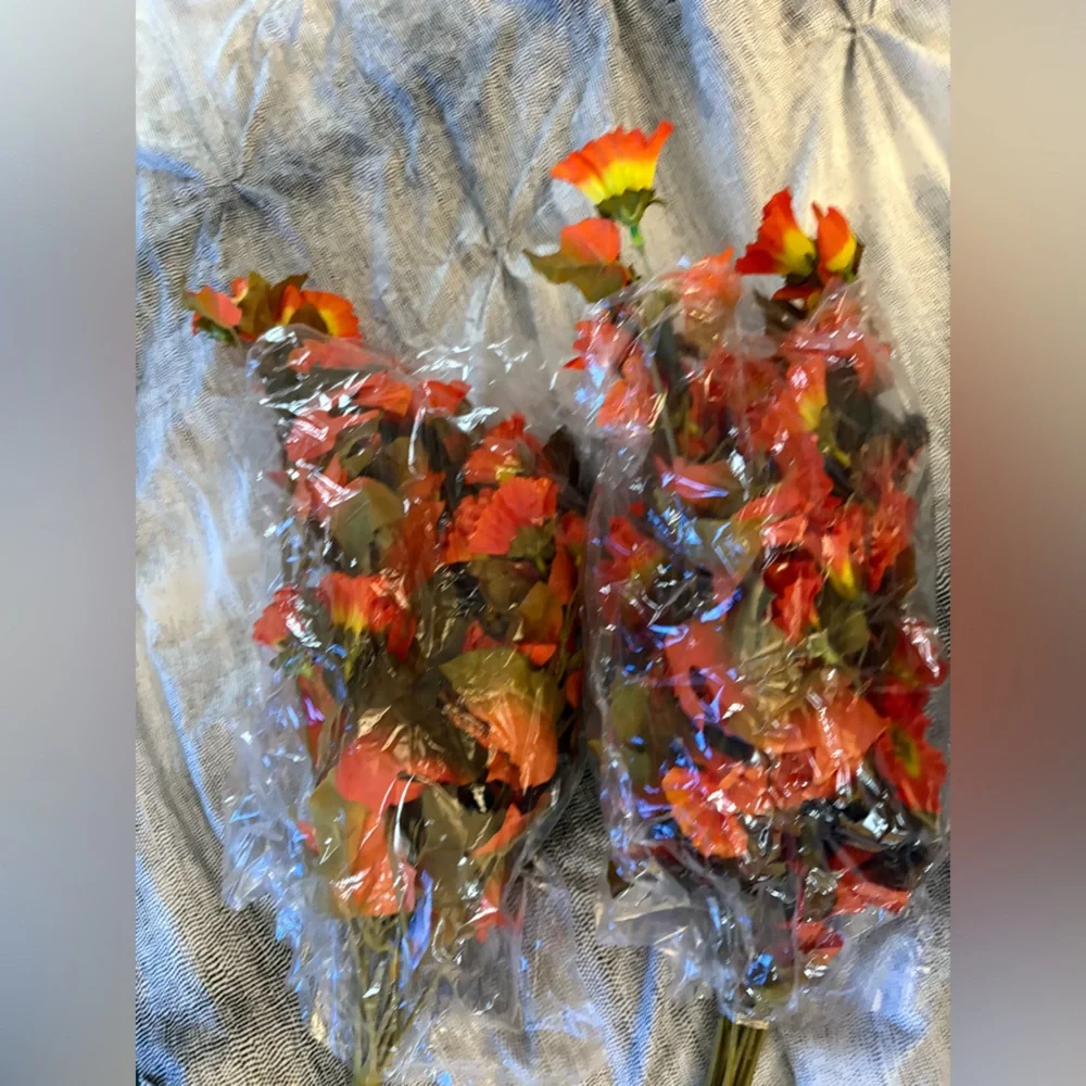 Vibrant Autumn Faux Floral Arrangement 2 Bunches silk Thanksgiving table perfect